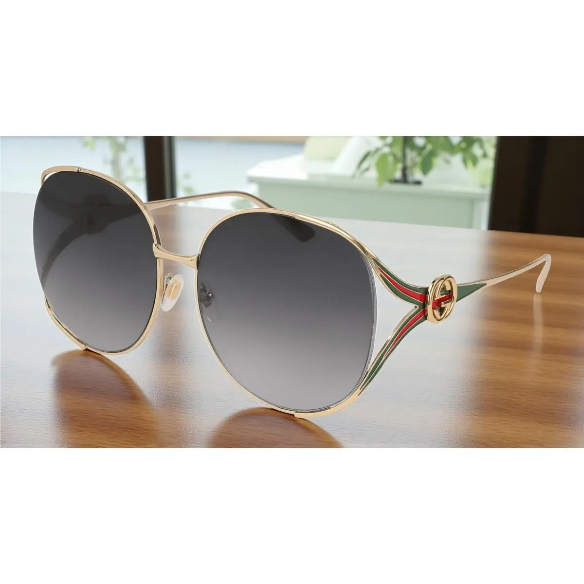 GG0225S 001 Fork Gold Grey 63 mm Women`s Sunglasses by Gucci