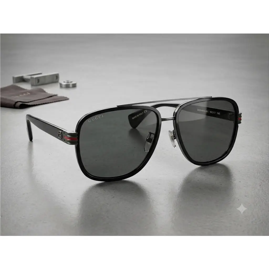 GG0448S-001 Men Sunglasses Black Frame Grey Lens by Gucci