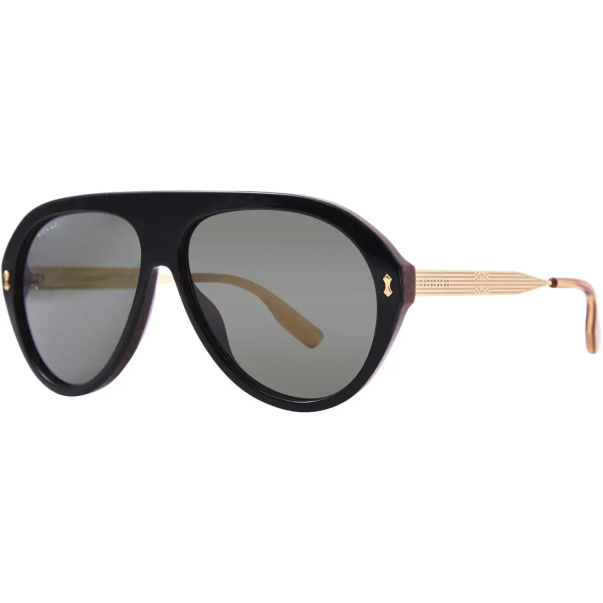 Gucci GG1515S 001 Sunglasses Men`s Black/gold/grey Lenses Pilot Style 61mm