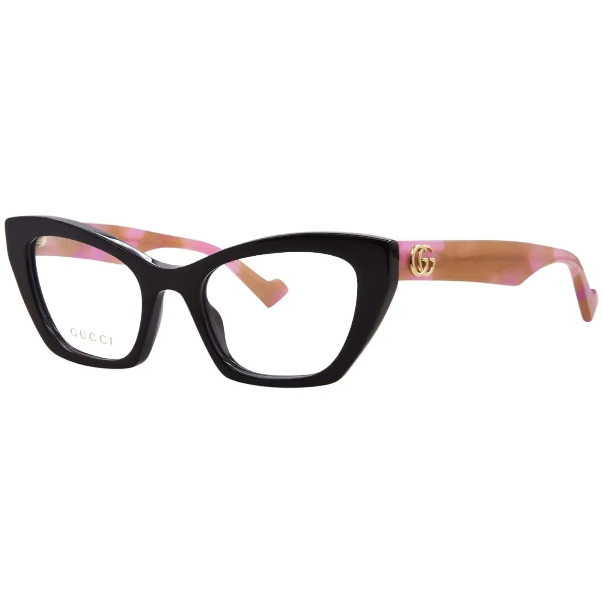 Gucci GG1334O 007 Eyeglasses Frame Women`s Black Havana Full Rim Cat Eye 52mm