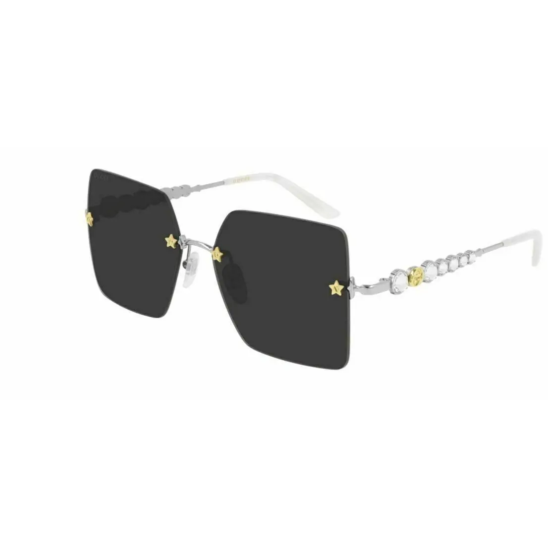 Gucci GG0644S 001 Silver/gold/grey Tint Women`s Square Sunglasses