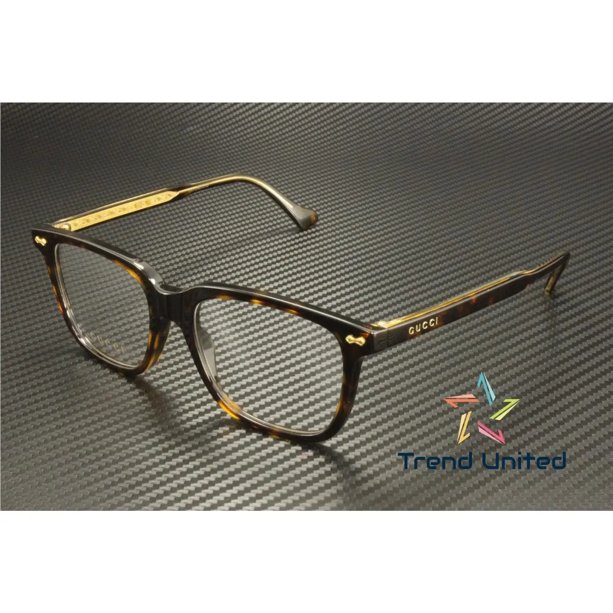 GG0737O 018 Rectangular Squared Acetate Crystal 53 mm Men`s Eyeglasses by Gucci
