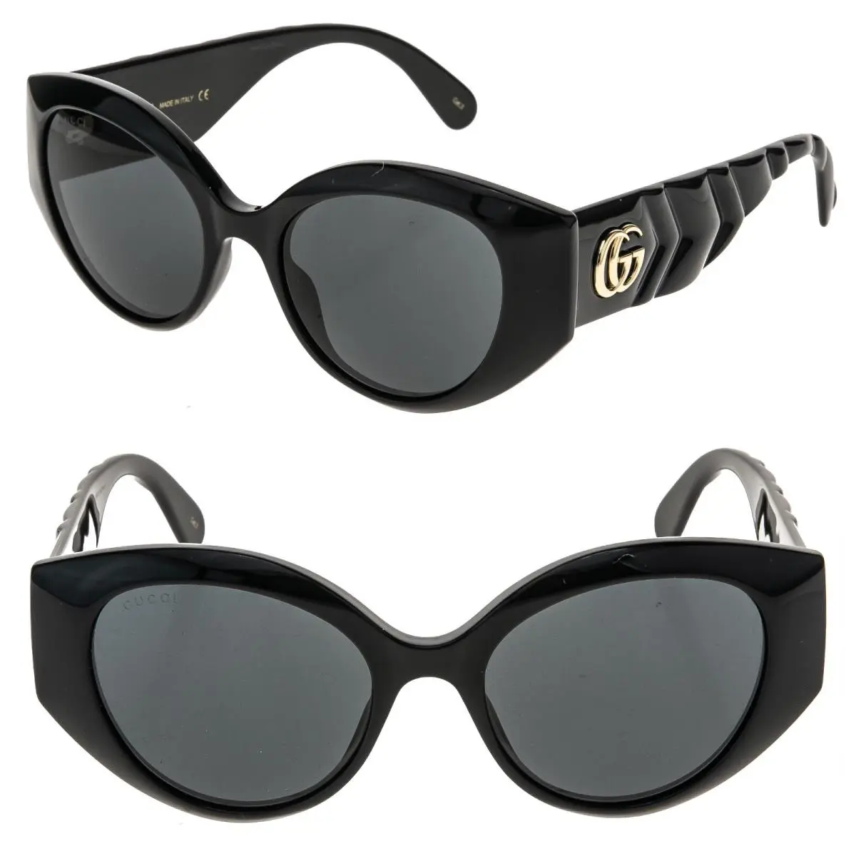 Gucci GG0809S Matelasse 0809 Black Quilted Chunky Sunglasses 001 Marmont Logo