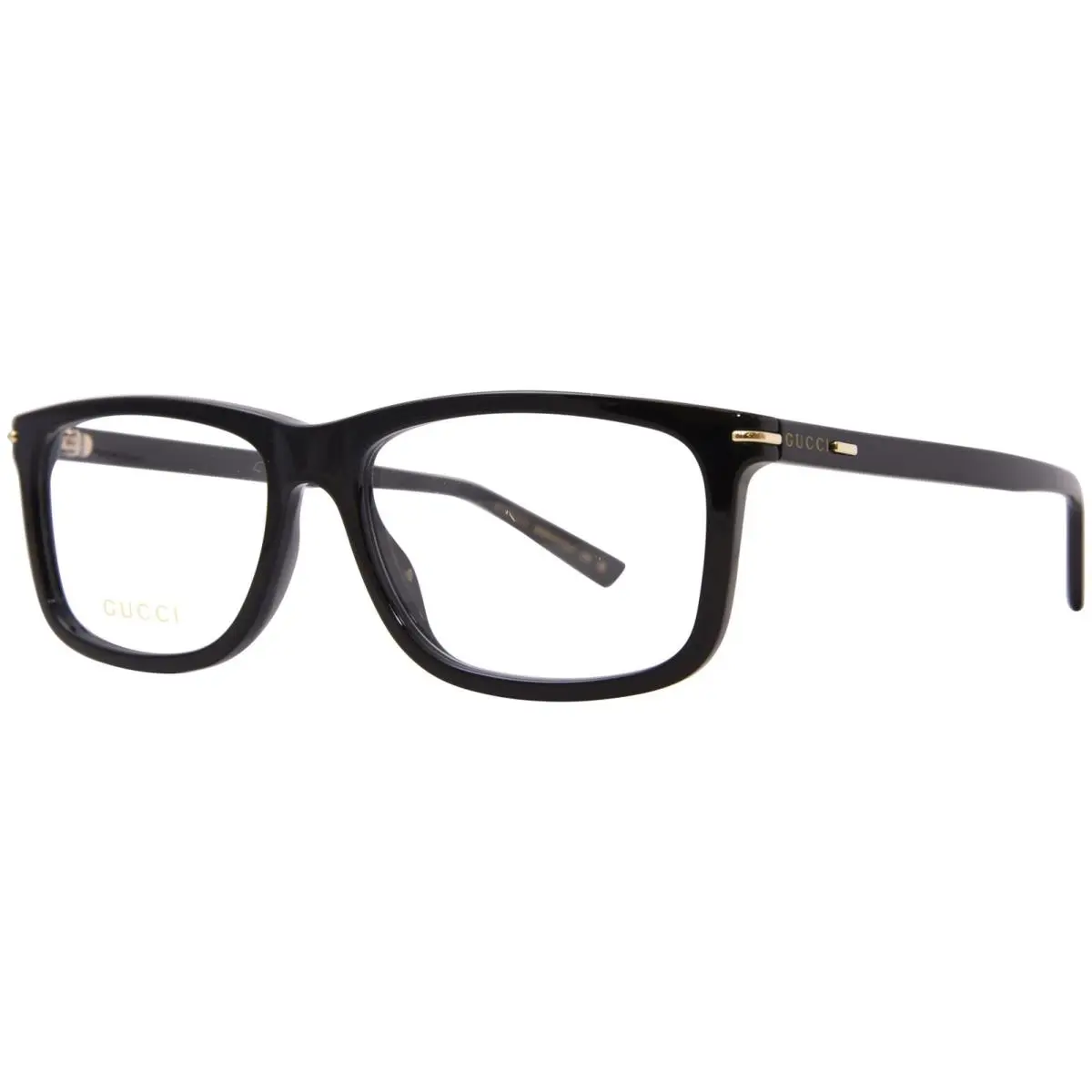 Gucci GG1447O 001 Eyeglasses Men`s Black/gold Full Rim Rectangle Shape 57mm - Frame: Black, Lens: Demo
