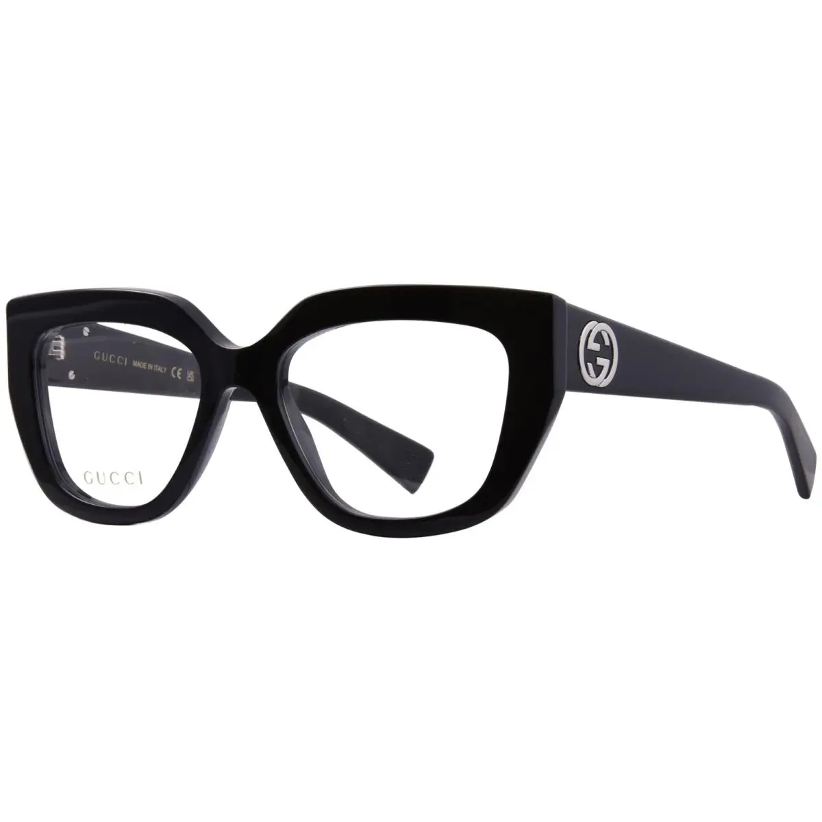 Gucci GG1847O 001 Eyeglasses Frame Women`s Black/silver Full Rim Cat Eye 53mm