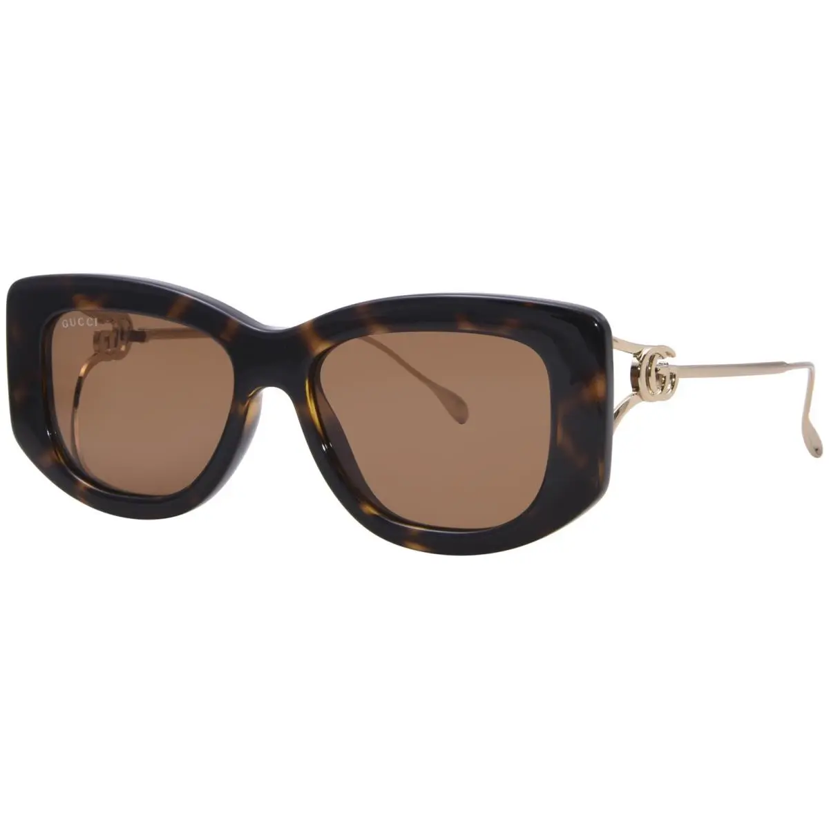 Gucci GG1566S 002 Sunglasses Women`s Havana/gold/brown Rectangle Shape 55mm