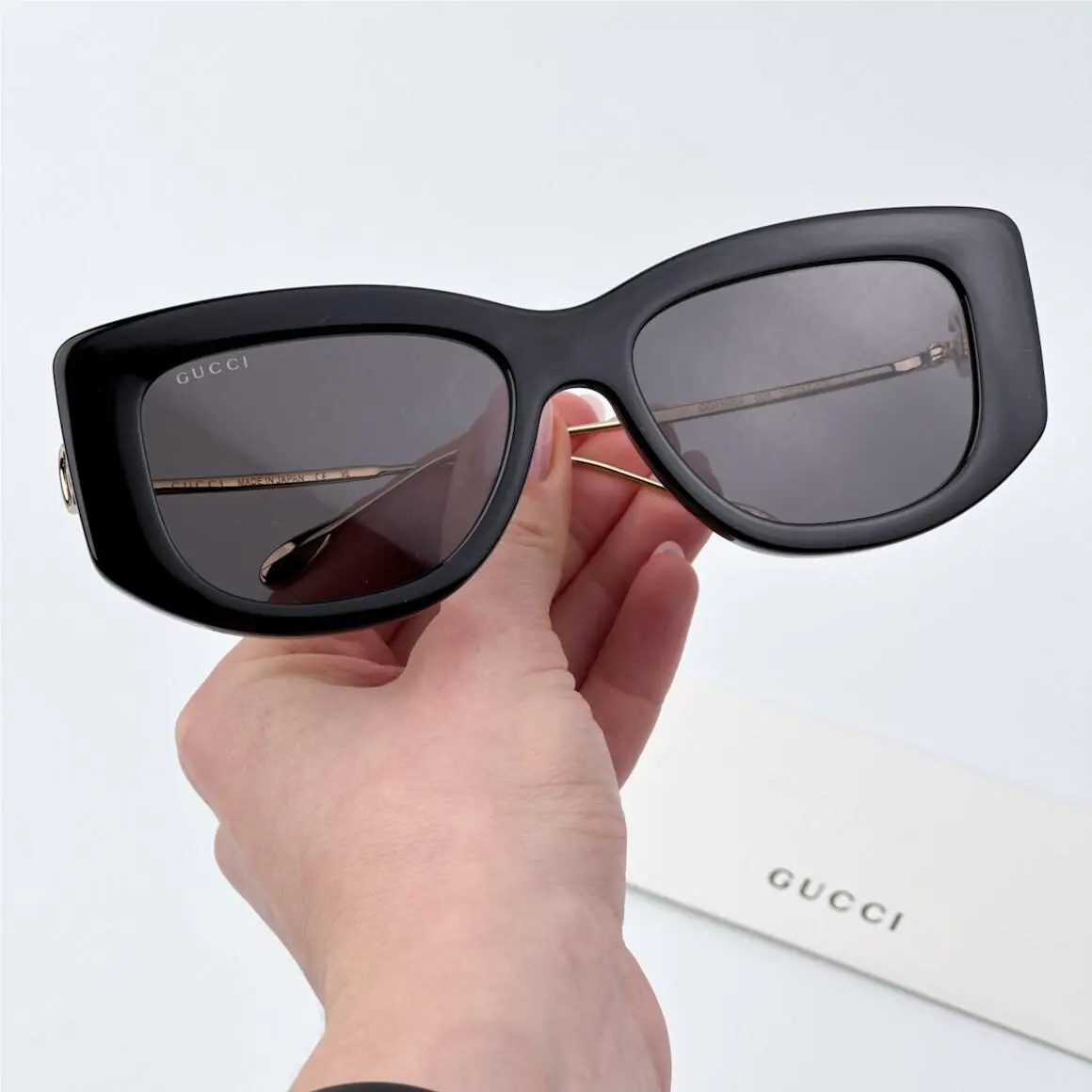 Gucci Women Sunglasses Black Gold Grey Butterfly GG1566S 001