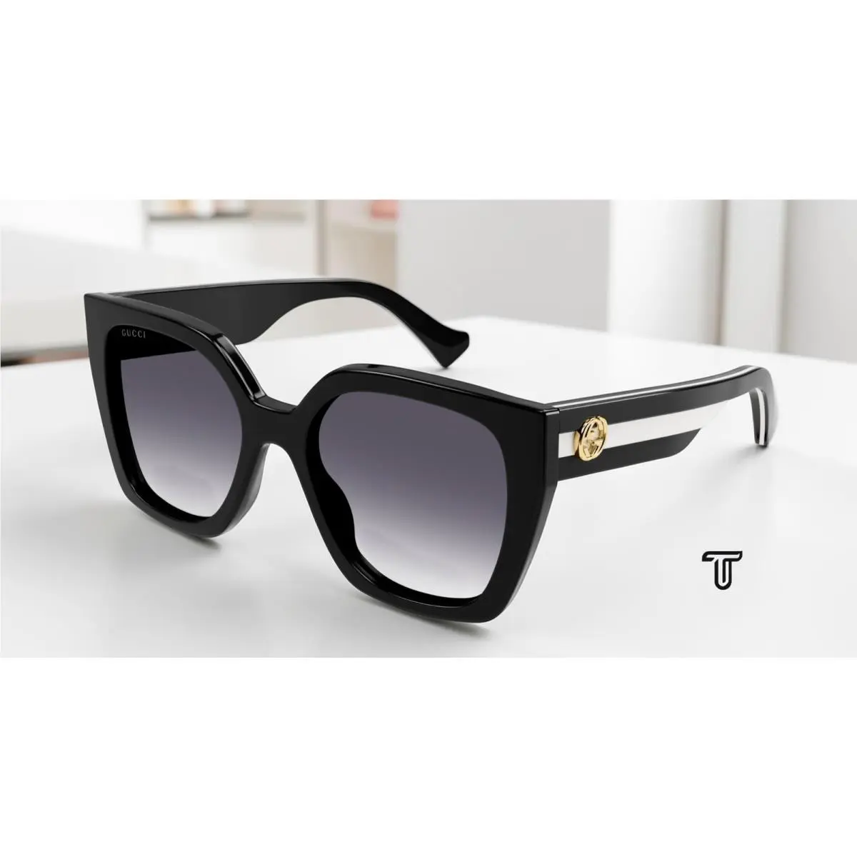 Gucci GG1300S 004 Butterfly Recycled Acetate Black Grey 55 mm Women`s Sunglasses