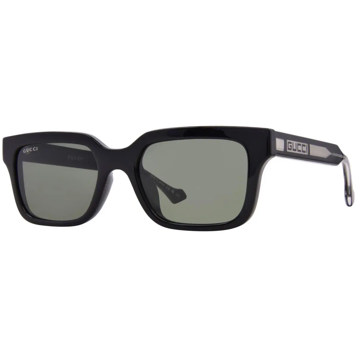 Gucci GG1732SK 001 Sunglasses Men`s Black/crystal/grey Lenses Square Shape 55-mm - Frame: Black, Lens: Gray