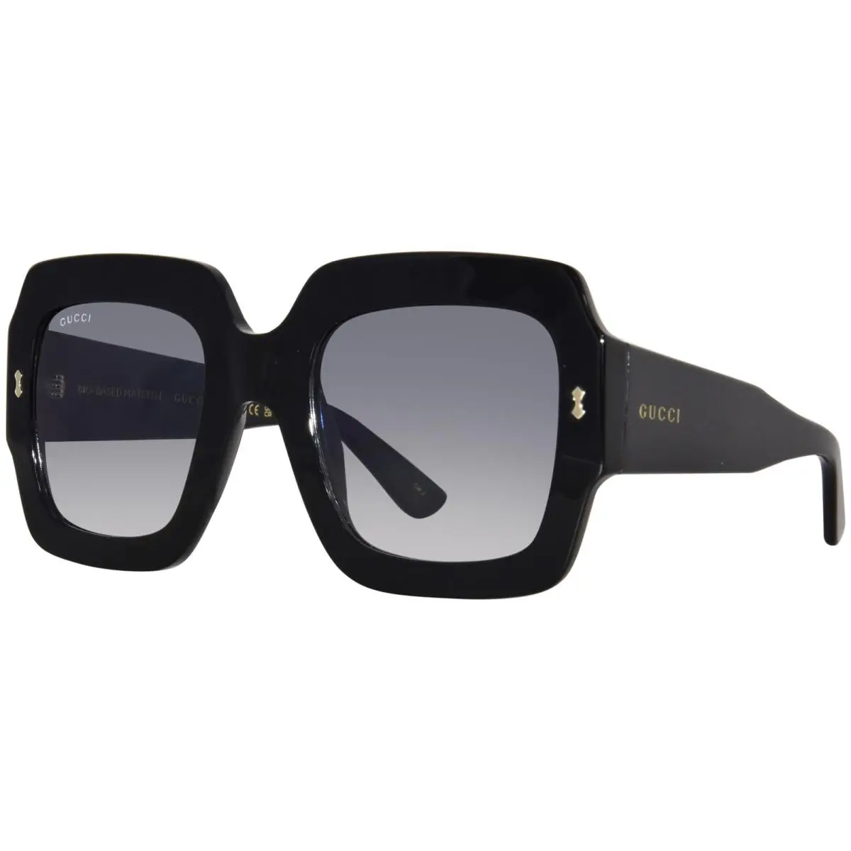 Gucci GG1111S 001 Sunglasses Women`s Black/light Blue Gradient Square Shape 53mm