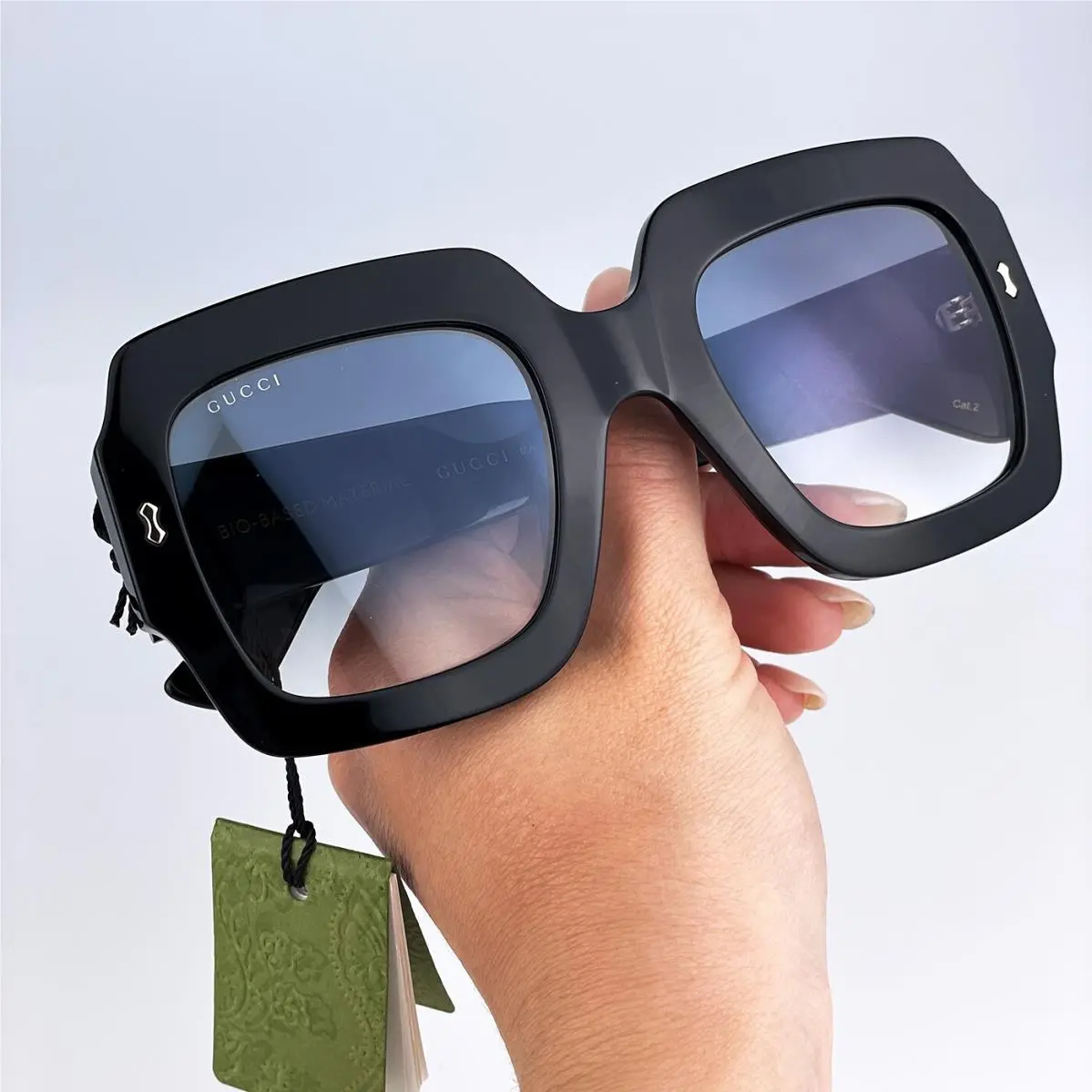 Gucci Women Sunglasses Black Grey Gradient Square GG1111S 001