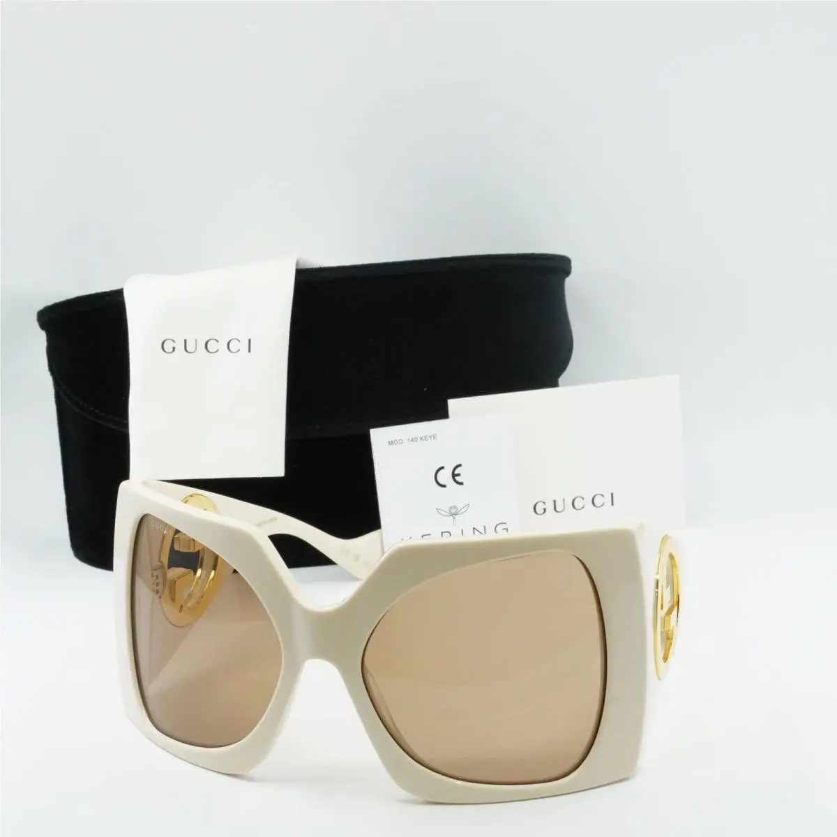 GG1255S 002 Ivory/light Brown 64-20-125 Sunglasses by Gucci