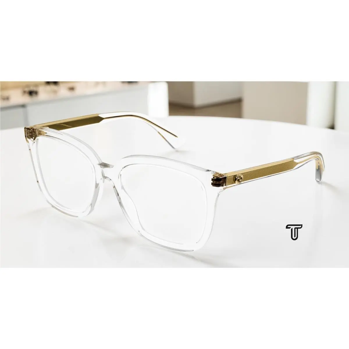 GG1319O 003 Round Oval Panthos Acetate Crystal 53 mm Women`s Eyeglasses by Gucci