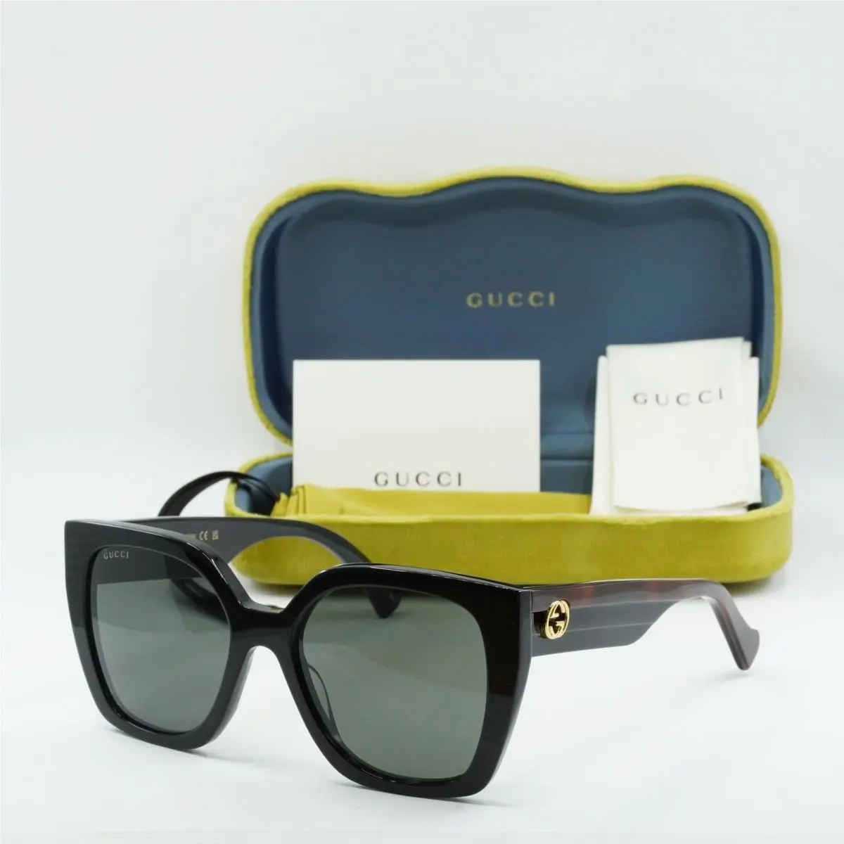 Gucci GG1300S 001 Black/havana/grey 55-19-145 Sunglasses