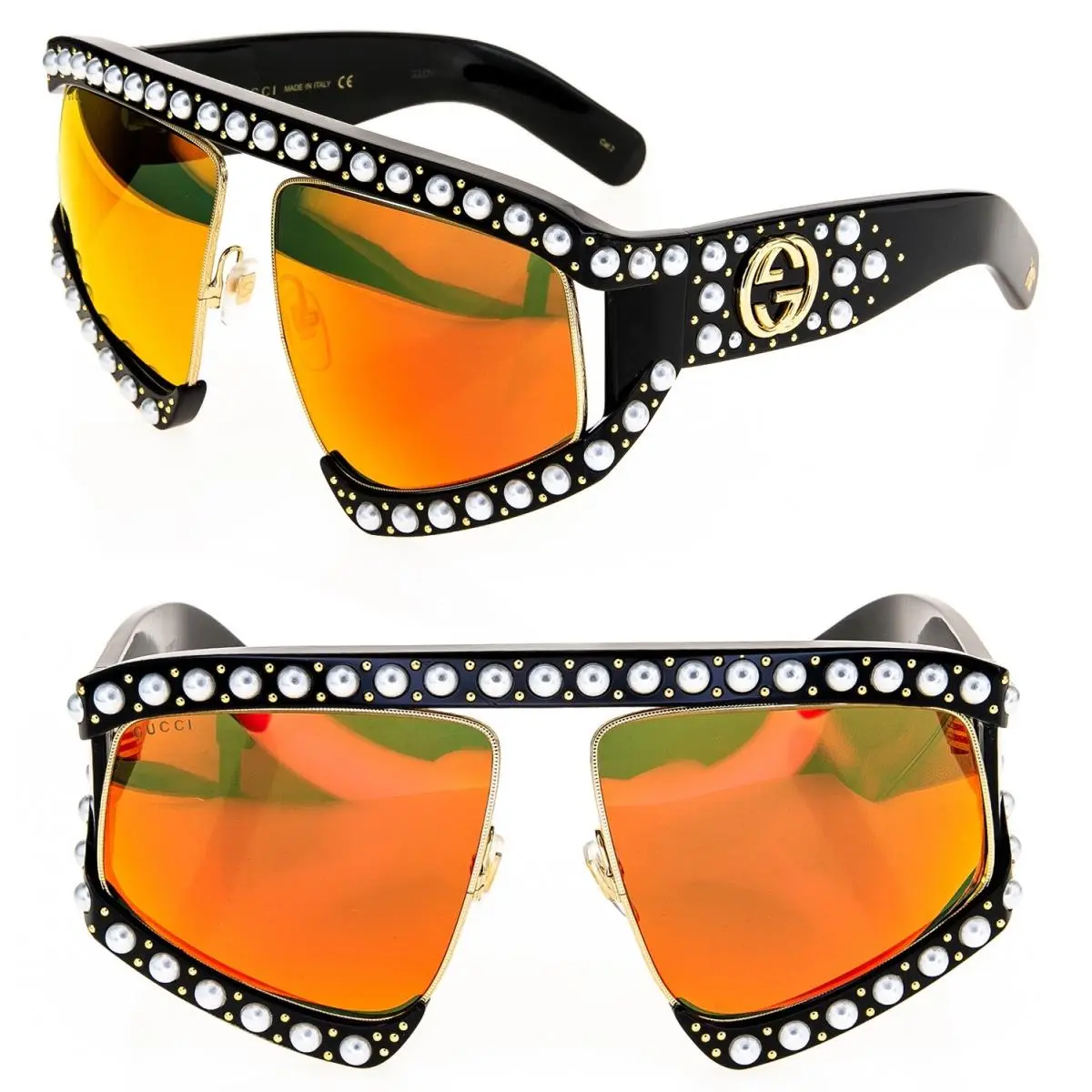 Gucci Hollywood Forever 0234 Black Orange Pearl Sunglasses GG0234S 002
