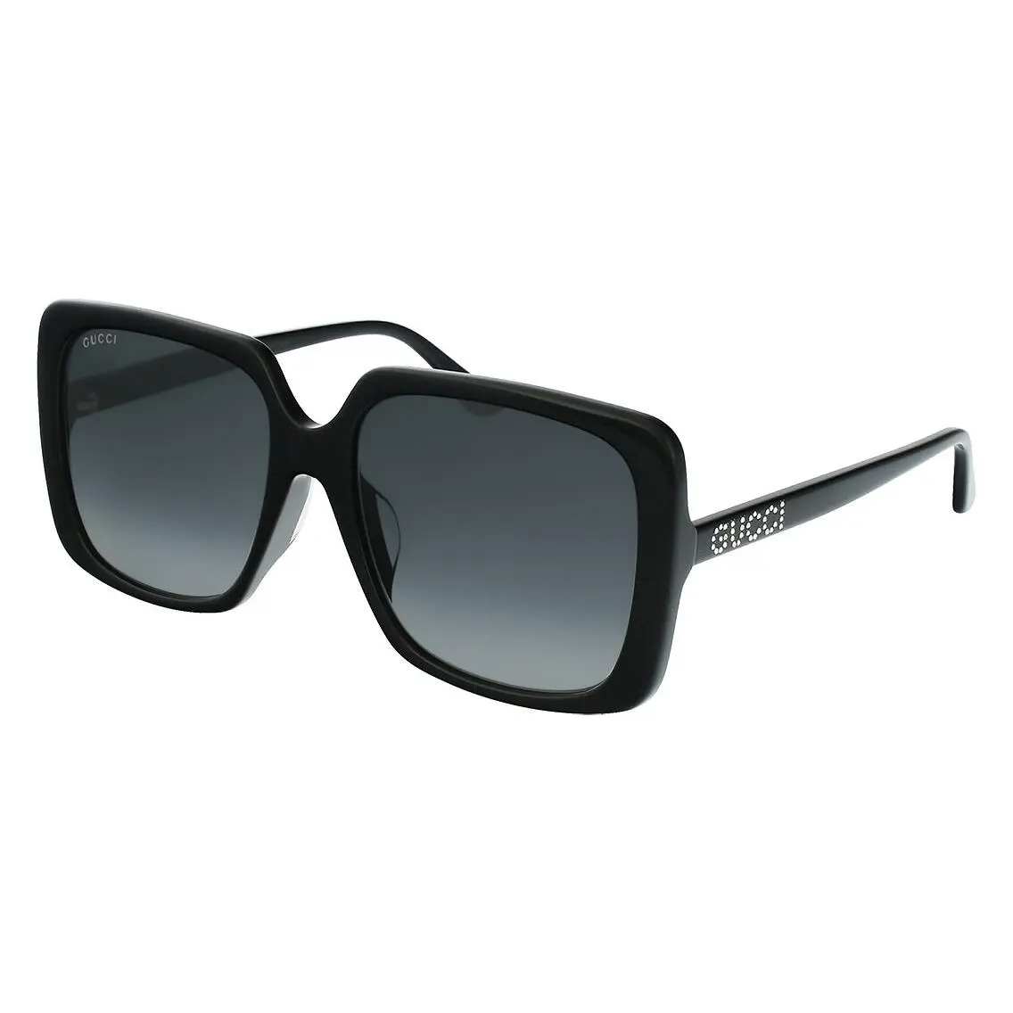 Gucci GG 0728 SA 001 Logo Rectangular Black Grey Lens Sunglasses 57mm