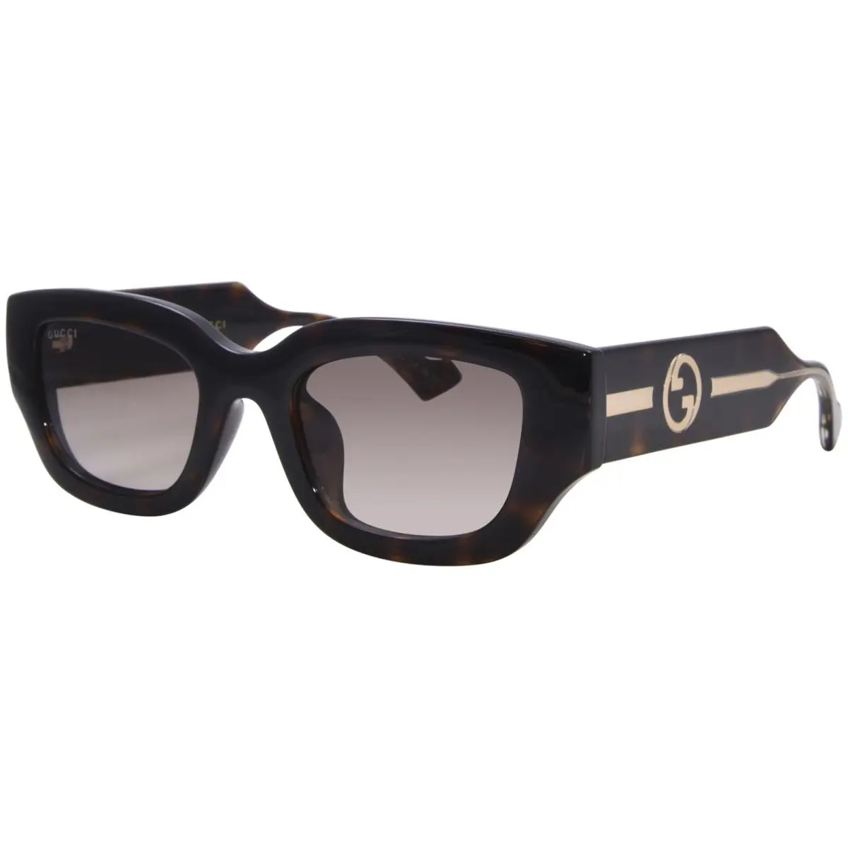Gucci GG1558SK 002 Sunglasses Women`s Havana/crystal/brown Round Shape 51mm