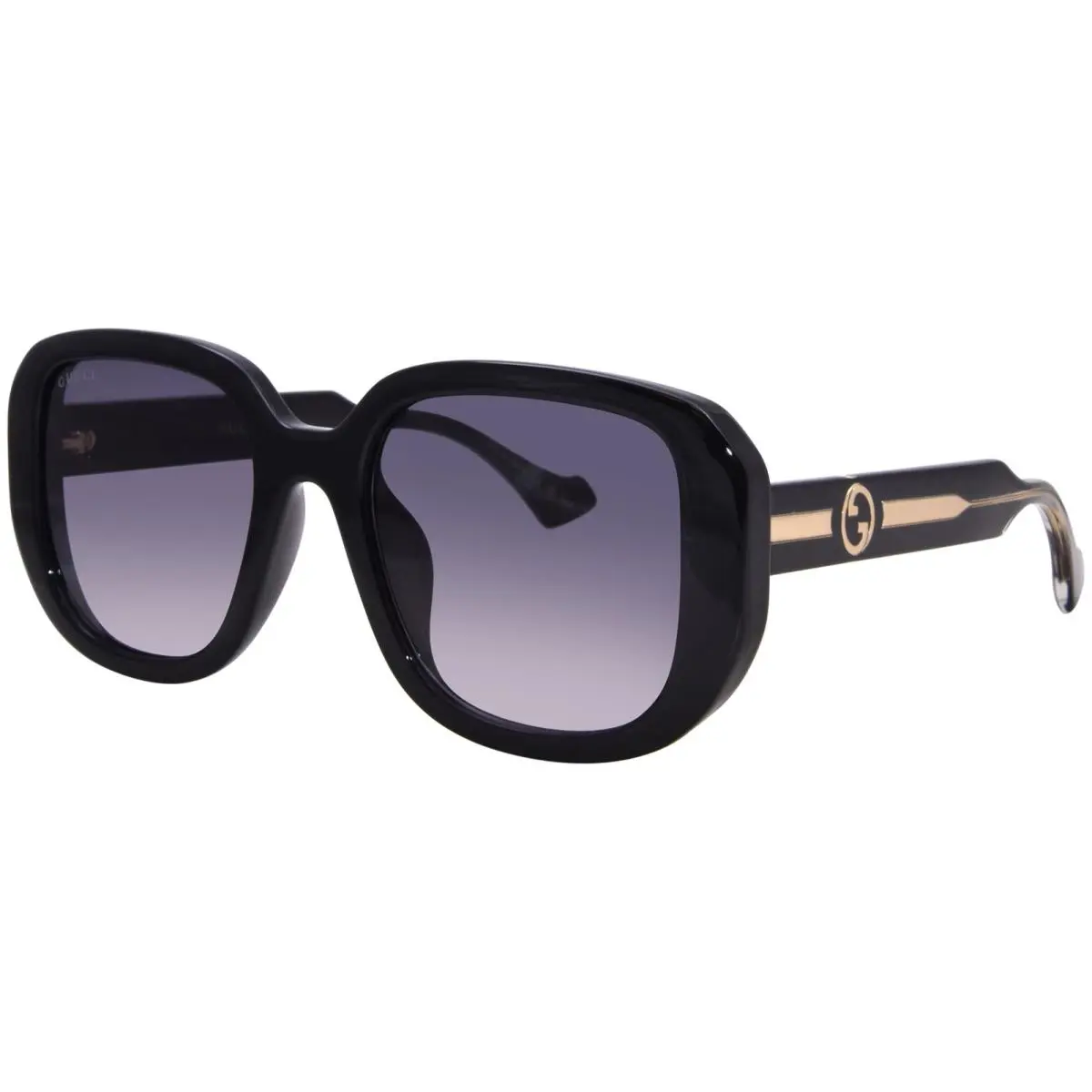 Gucci GG1557SK 001 Sunglasses Black Crystal/grey Lenses Rectangle Shape 54mm