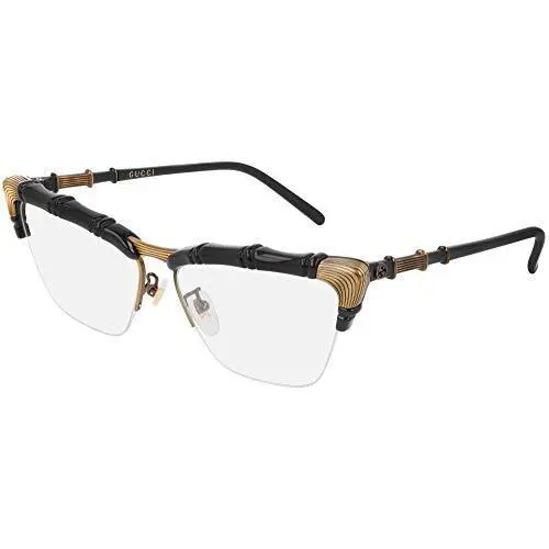 Gucci GG 0660O 001 Gold Black Plastic Cat-eye Eyeglasses 58mm