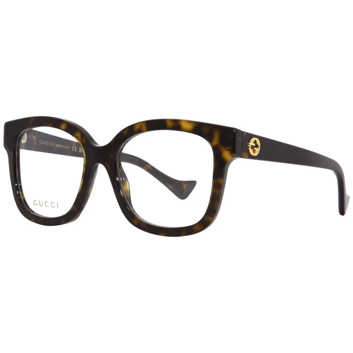 Gucci GG1258O 005 Eyeglasses Frame Women`s Havana Full Rim Square Shape 53mm