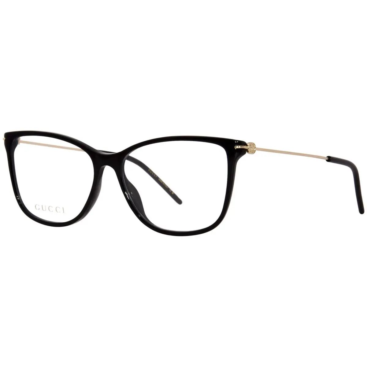 GG1272O 001 Eyeglasses Women`s Black/gold Full Rim Square Shape 53mm by Gucci