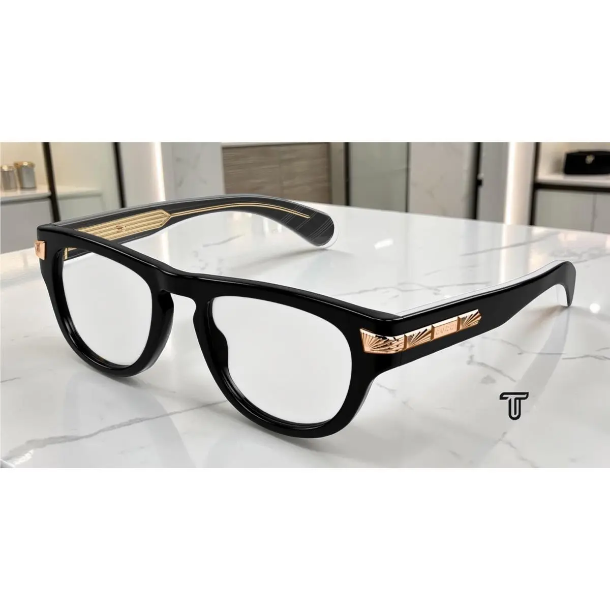GG1519O 001 Black Black Demo Lens 51mm Round Oval Panthos Men`s Eyeglasses by Gucci