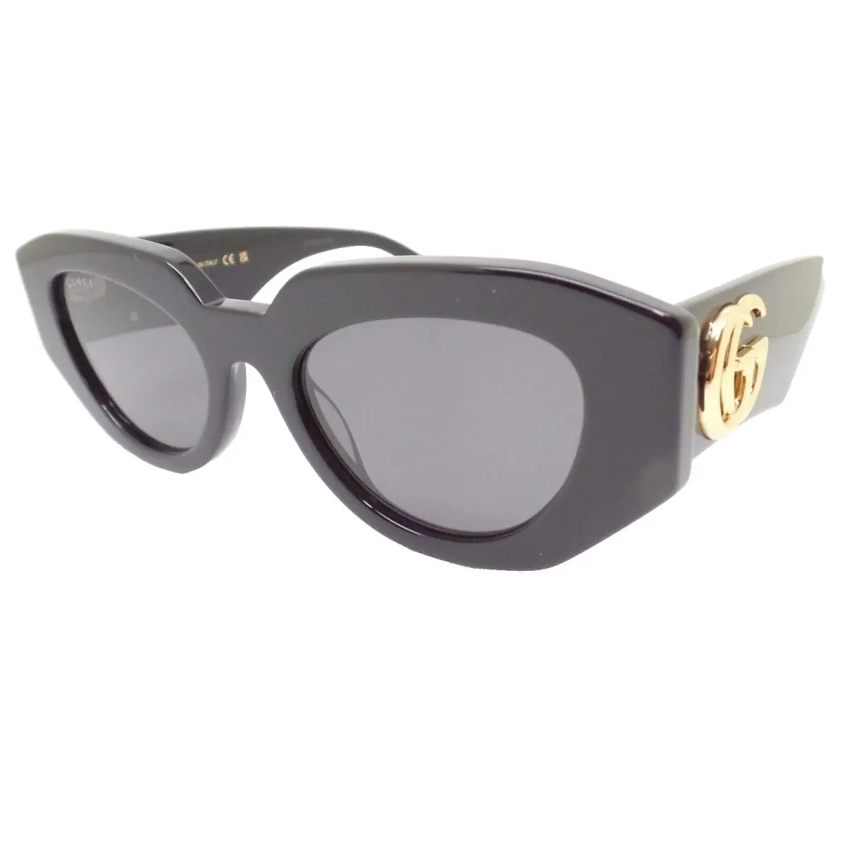 Gucci GG1421S 001 Black Gold Grey Sunglasses