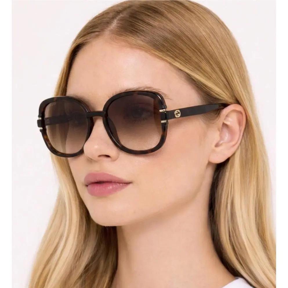 Gucci Sunglasses 57mm Black Brown Oversized GG1068SA-002-57