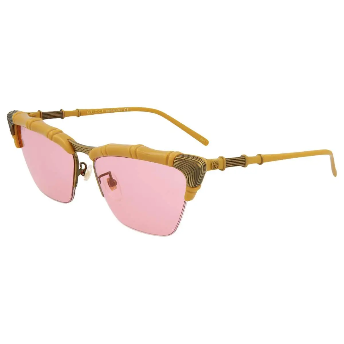 Gucci GG0660S 003 Women`s Yellow Gold Frame / Pink Lens Sunglasses