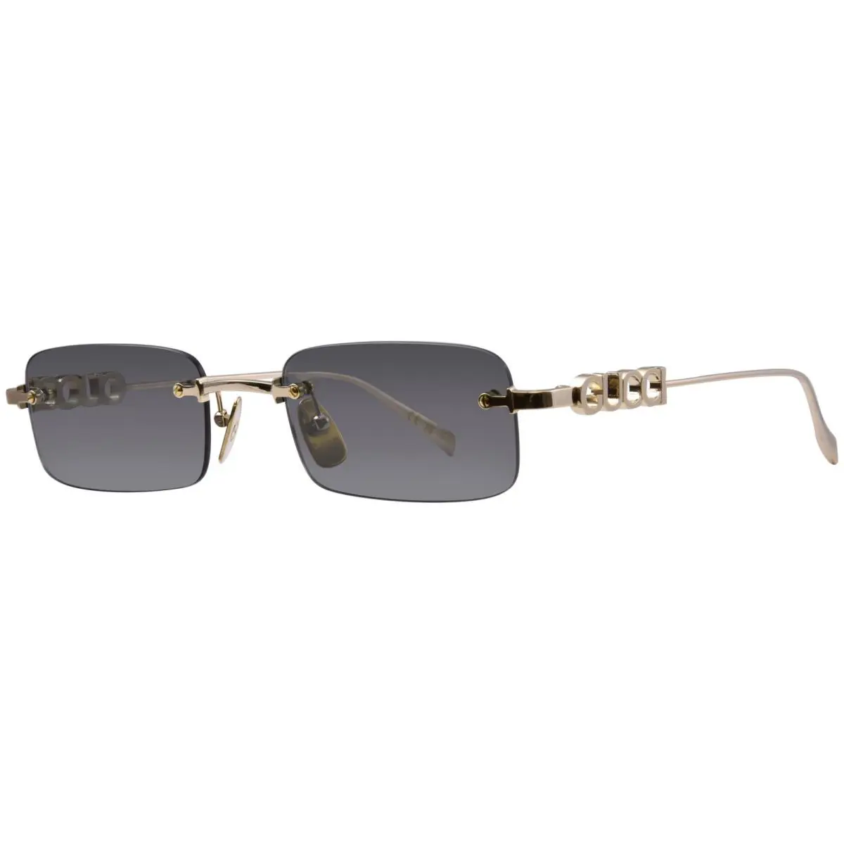 Gucci GG1808S 003 Sunglasses Gold/grey Lens Rimless Rectangle Shape 52mm