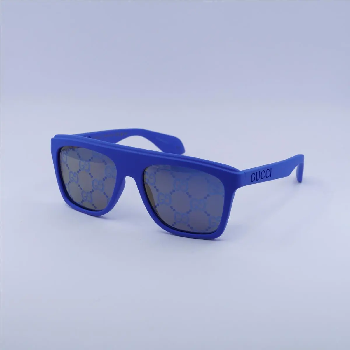 Gucci GG1570S 004 Matte Blue/bronze and Blue Mirror with GG Pattern