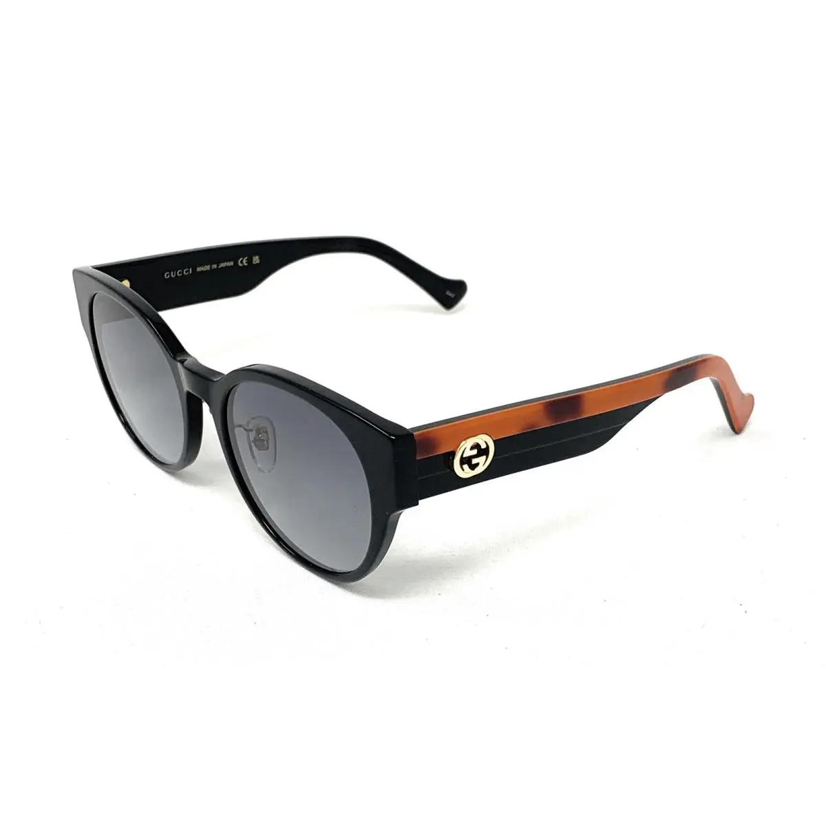 Gucci Women`s Sunglasses GG1304SK 001 Shiny Black-havana-grey Round 56mm