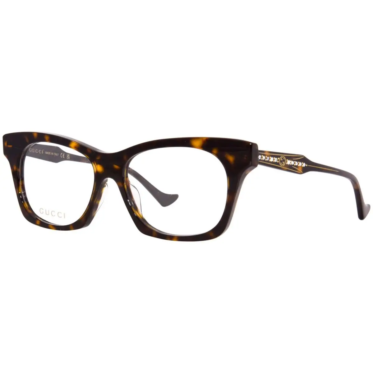 Gucci GG1299O 002 Eyeglasses Frame Women`s Havana Full Rim Cat Eye 55mm