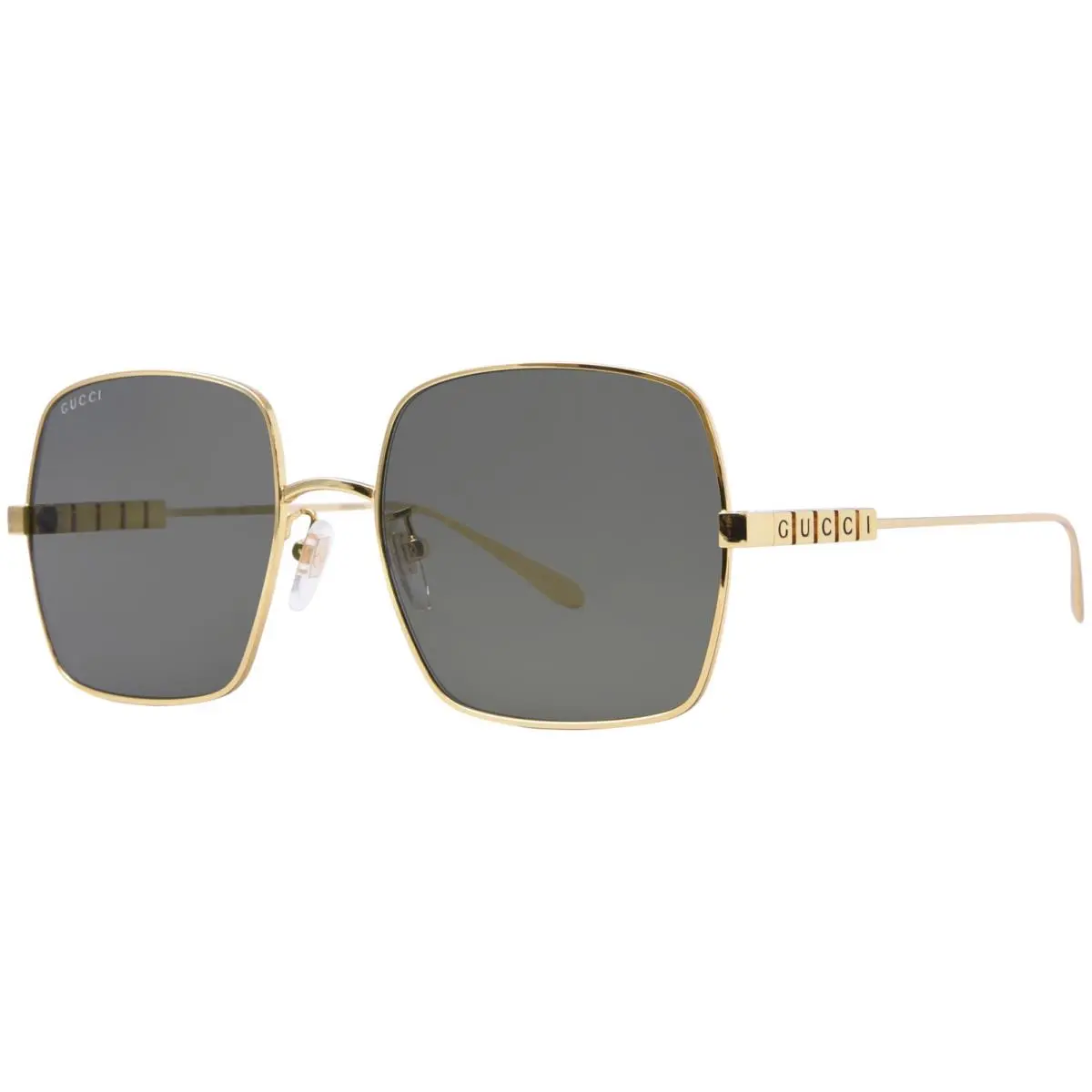 Gucci GG1434S 001 Sunglasses Women`s Gold/grey Rectangle Shape 57mm