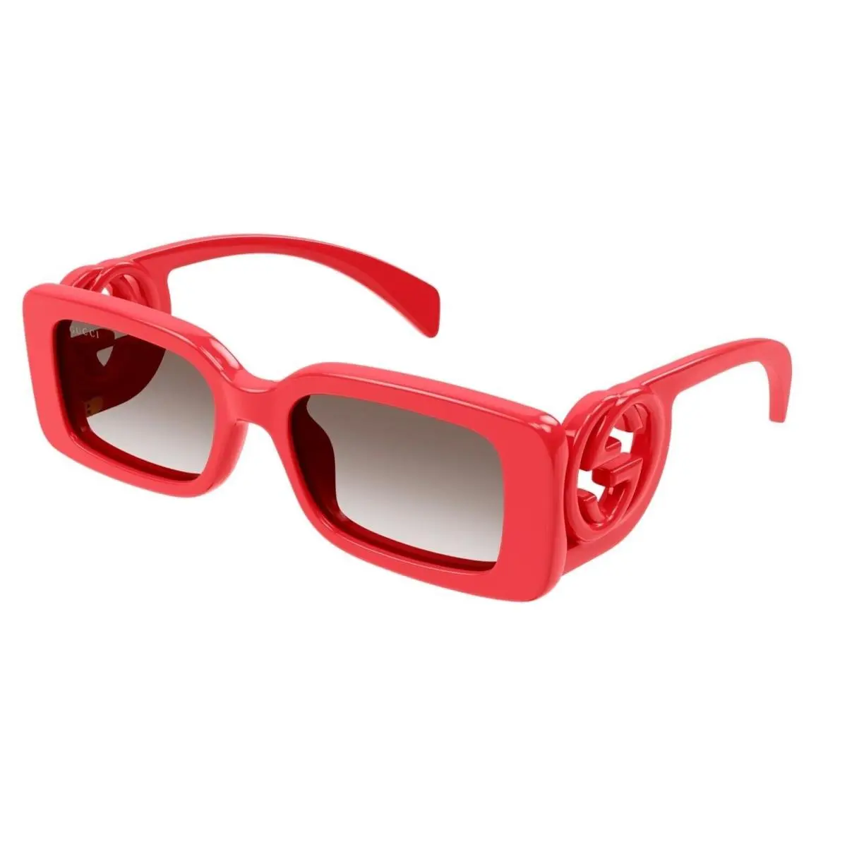 Gucci Brown Gradient Rectangular Ladies Sunglasses GG 1325 S 005 54mm - Frame: Red, Lens: Brown