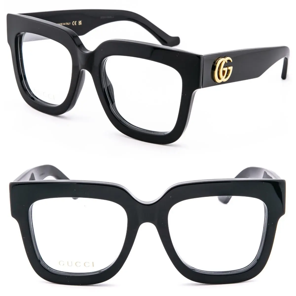 GG1549O 1549 Black Gold GG Logo Bold Unisex Eyeglasses Optical 52mm 001 by Gucci