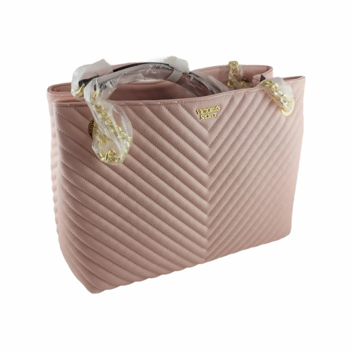 Victoria`s Secret The Shoulder Tote Logo Black Lily or Orchid Blush Pink - Exterior: Orchid Blush