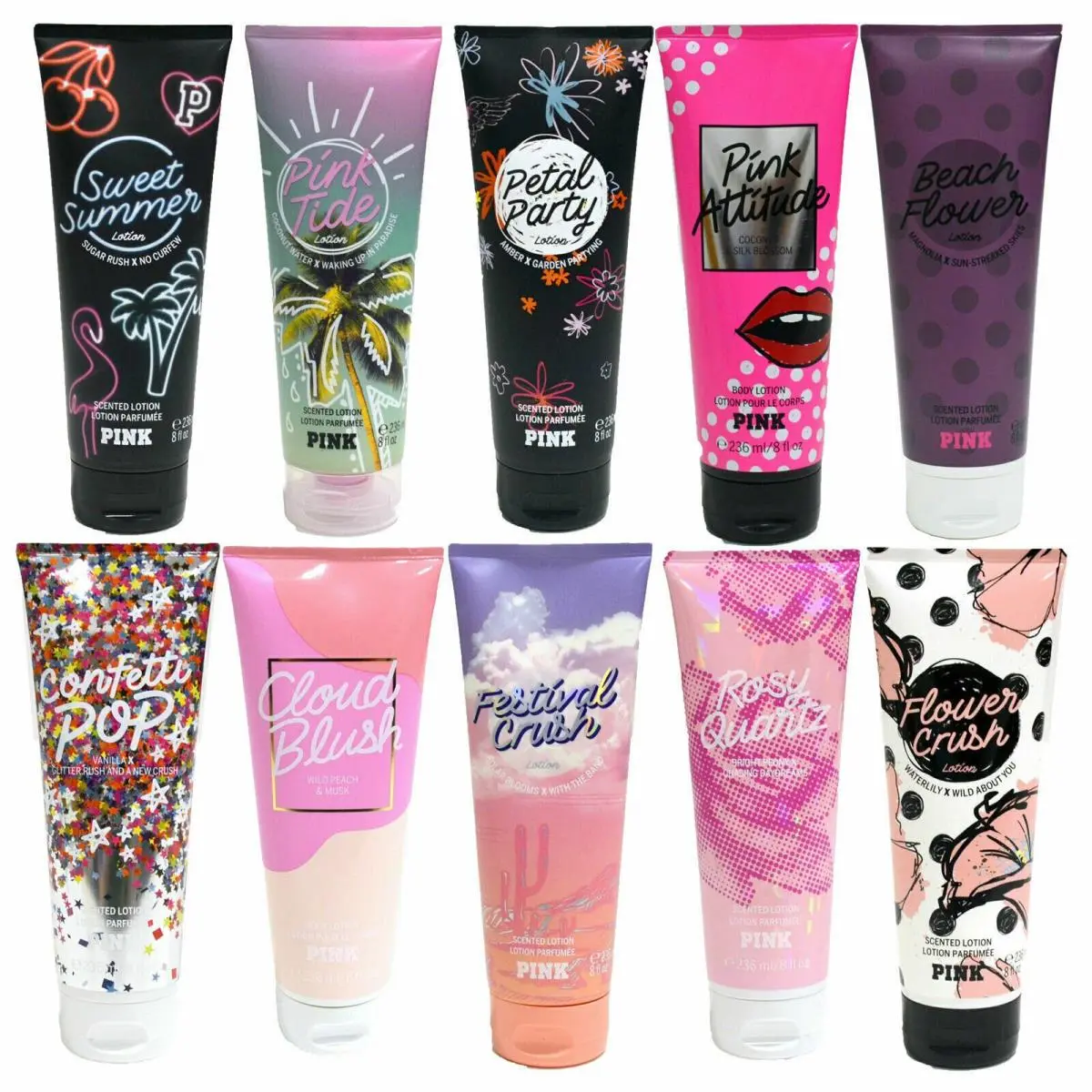 Victoria`s Secret Pink Lotion Lot Of 5 Moisturizing Body 8 Fl Oz Fragrance Cream Random by Victoria's Secret