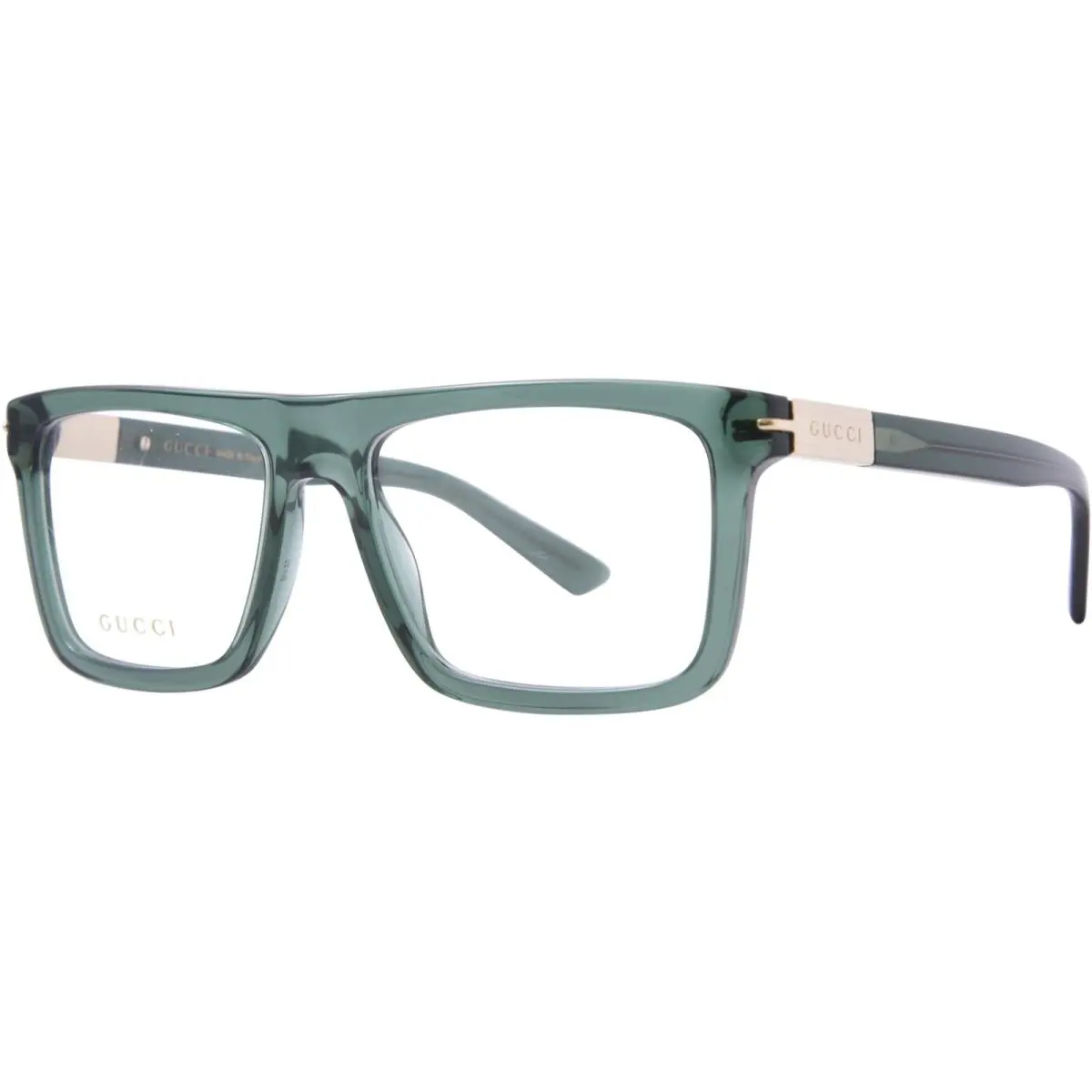 Gucci GG1504O 007 Eyeglasses Frame Men`s Green Full Rim Rectangle Shape 56-mm