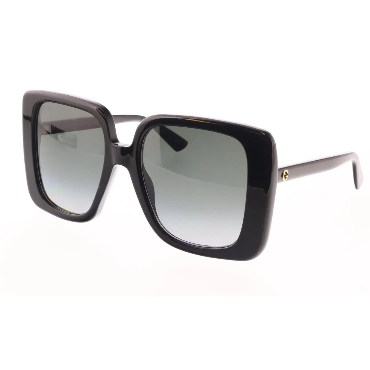 Gucci GG1314S-001 Bold Oversized Square Sunglasses with Gradient Blue Lenses - Black, Frame: Black, Lens: Grey