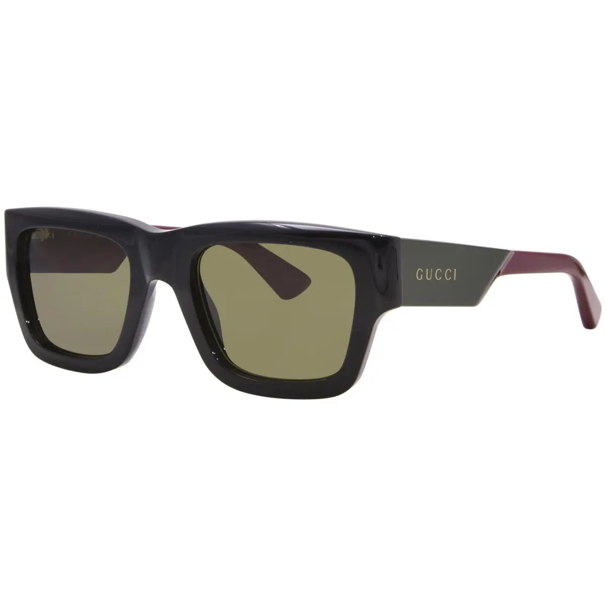 Gucci GG1668S 003 Sunglasses Men`s Black/red/green Rectangle Shape 52mm