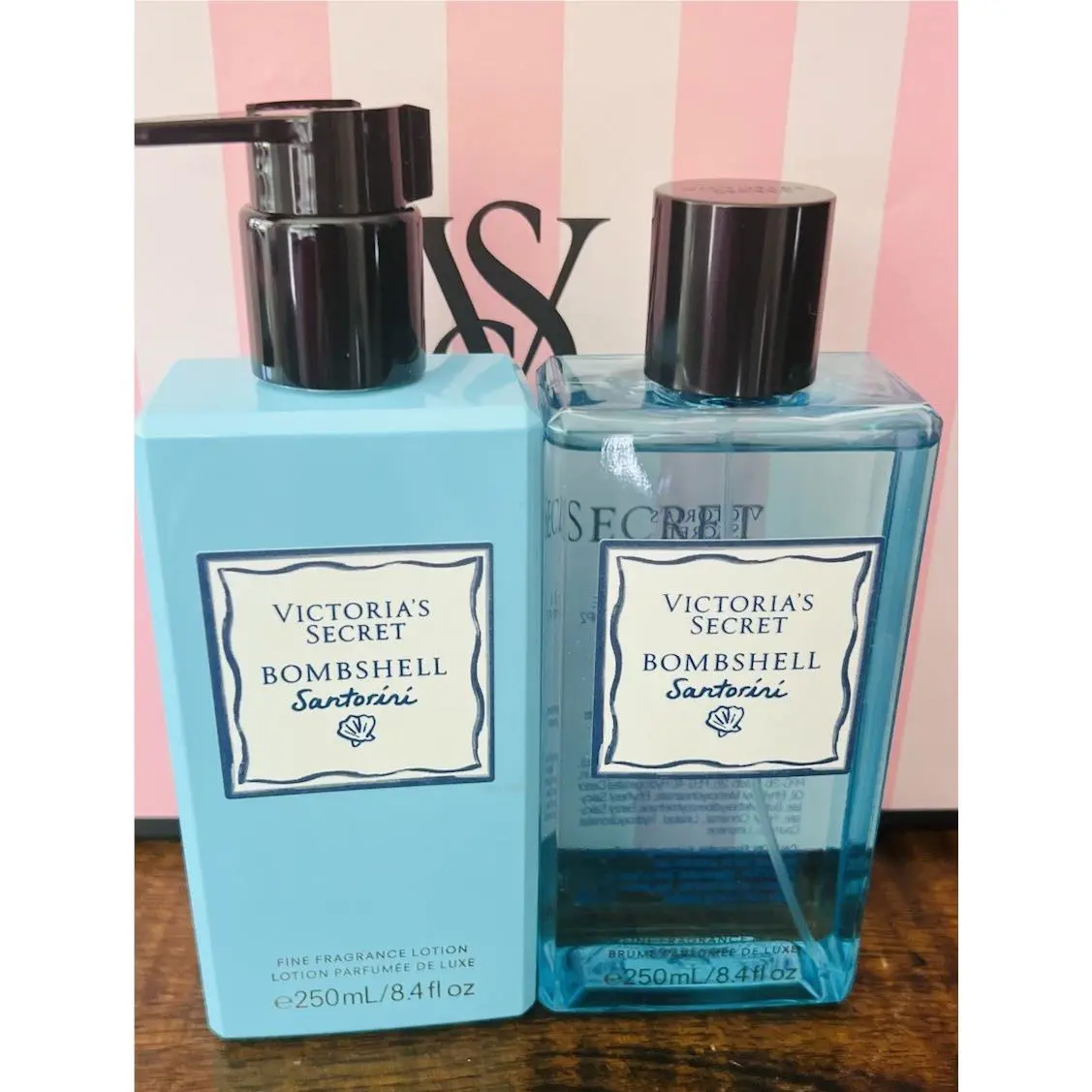 2 Victoria`s Secret Bombshell Santorini Scented Fragrance Mist Body Lotion by Victoria's Secret