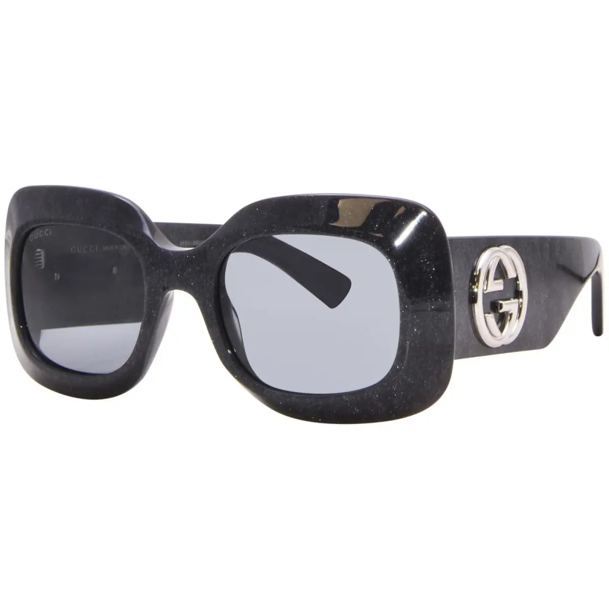 Gucci GG1695S 003 Sunglasses Women`s Black Glitter/silver/grey Square Shape 51mm