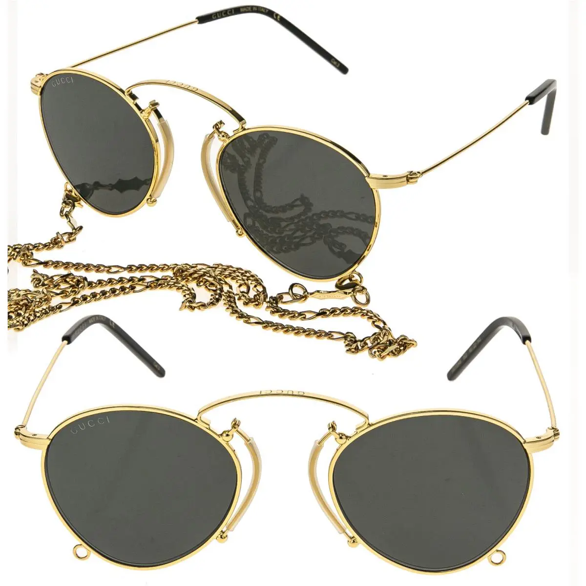 Gucci GG1034S 1034 Aria Pinke-nez Gold Chain 002 Retro Sunglasses 002