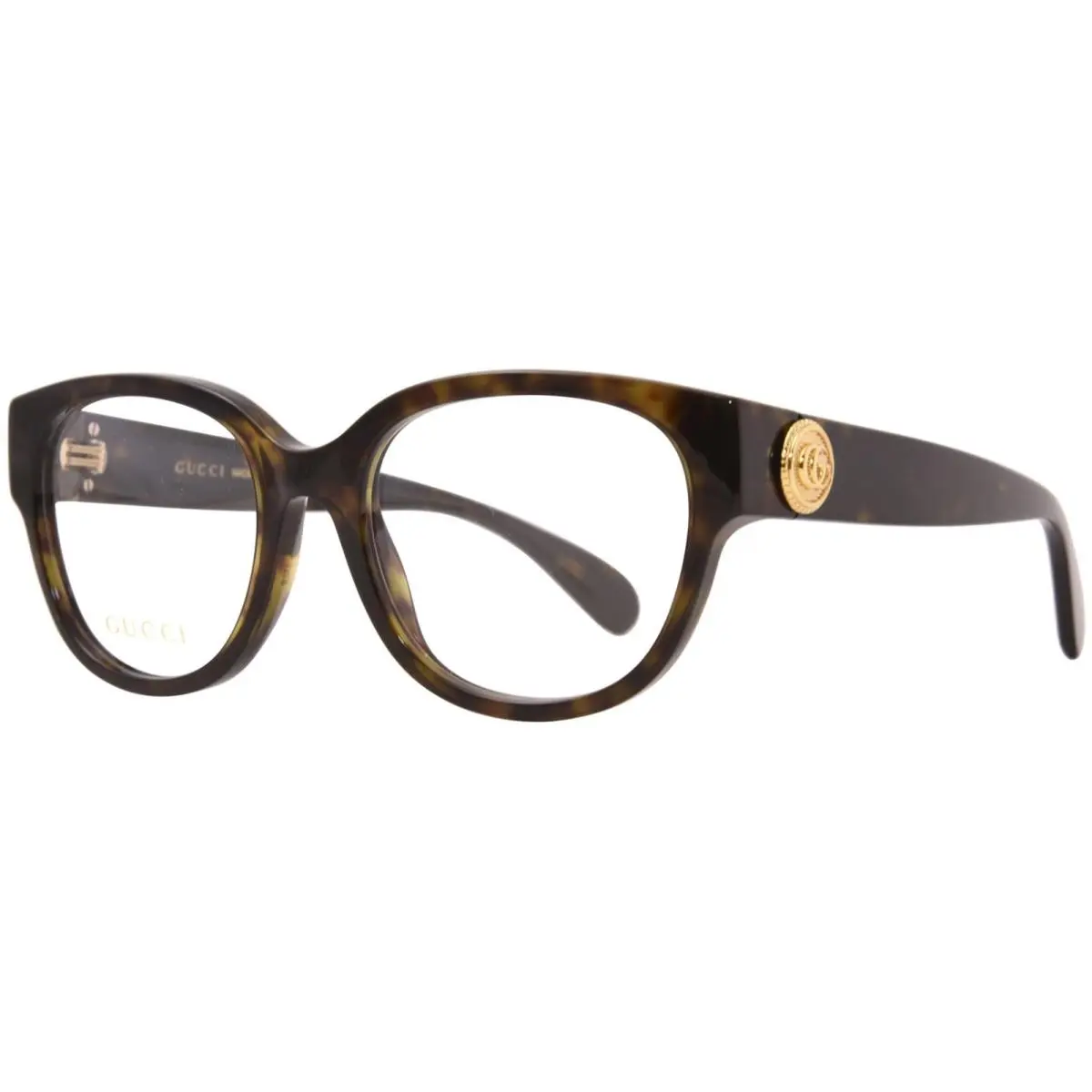GG1411O 005 Eyeglasses Women`s Havana/gold Full Rim Square Shape 53mm by Gucci