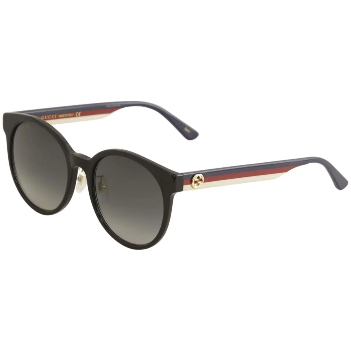 Gucci Women`s GG0416SK GG/0416/SK 001 Black/blue/red/white Round Sunglasses 55mm - Frame: Black, Lens: Black