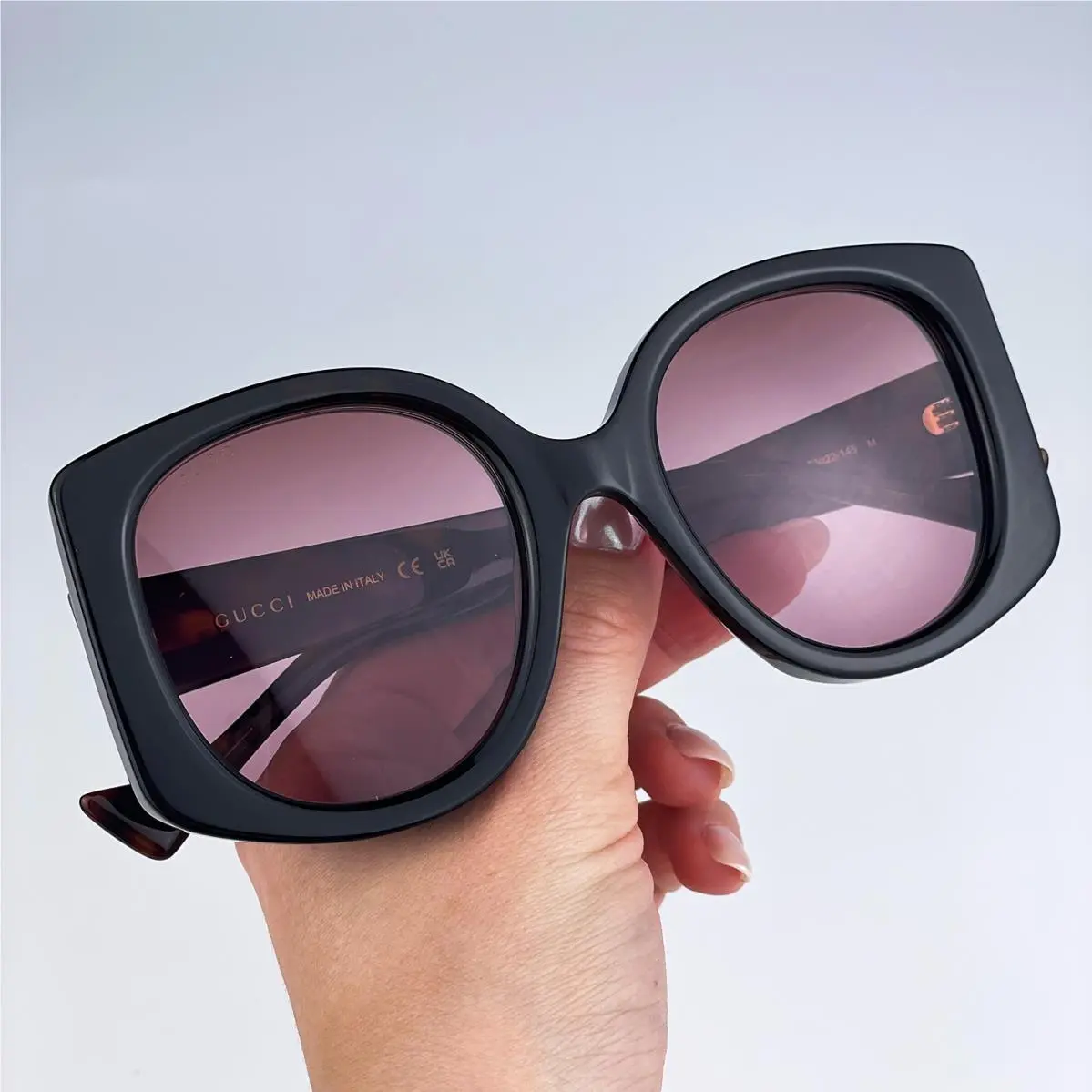 Gucci Women Sunglasses Dark Havana Gradient Red Butterfly Oversized GG1257S 003 - Frame: Havana, Lens: Red