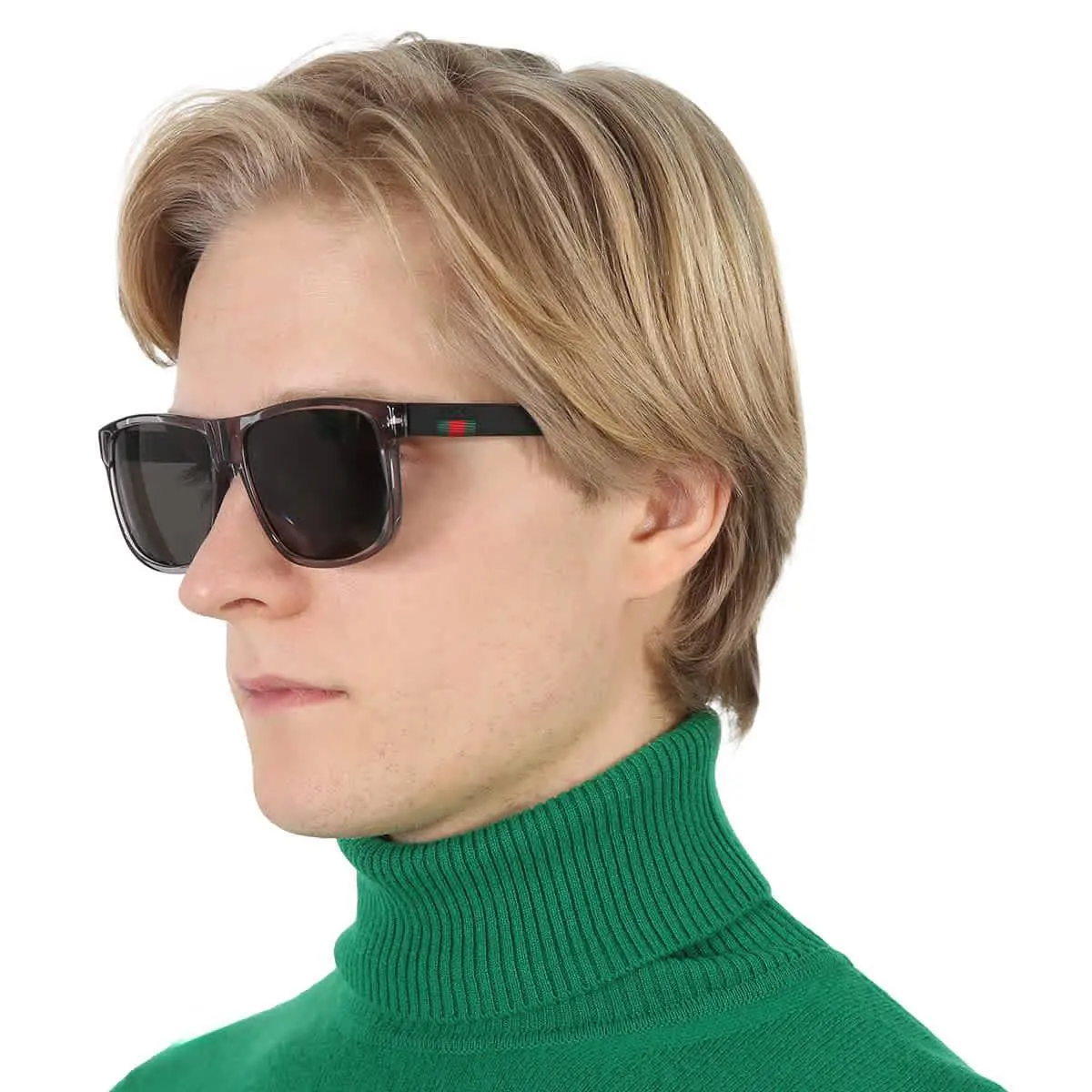 Gucci Grey Square Men`s Sunglasses GG0010S 004 58 GG0010S 004 58