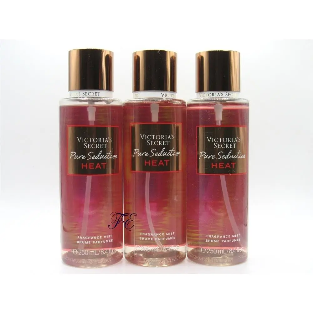 Victoria`s Secret Pure Seduction Heat Body Mist Spray 8.4 FL OZ Lot OF 3 Pcs