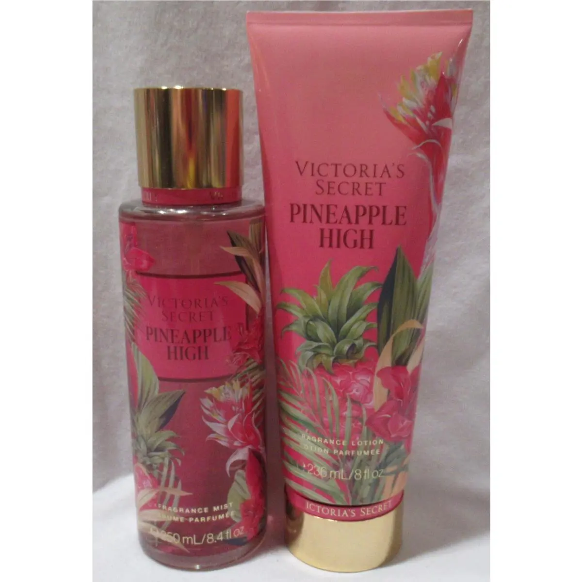 Victoria`s Secret Fragrance Mist Lotion Set Lot of 2 Pineapple High Vanilla